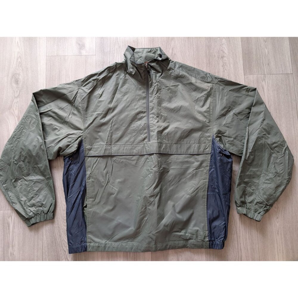 Dockers Mens Green & Navy Windbreaker Jacket Half-Zip Lightweight Nylon Size XL